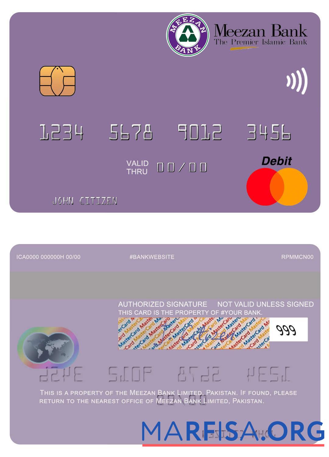 Downloadable Pakistan Meezan Bank Limited mastercard template